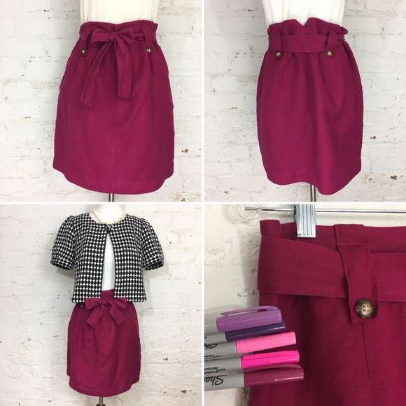 BANANA REPUBLIC Plum Raspberry Linen Skirt Size 6 - Picture 4 of 7